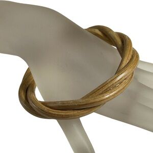 Vintage 1980s Woven Rattan Light Wood 3” Bangle Bracelet Preowned